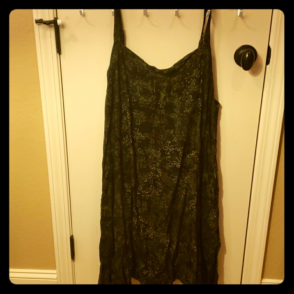 New Handmade festival batik green loose dress L